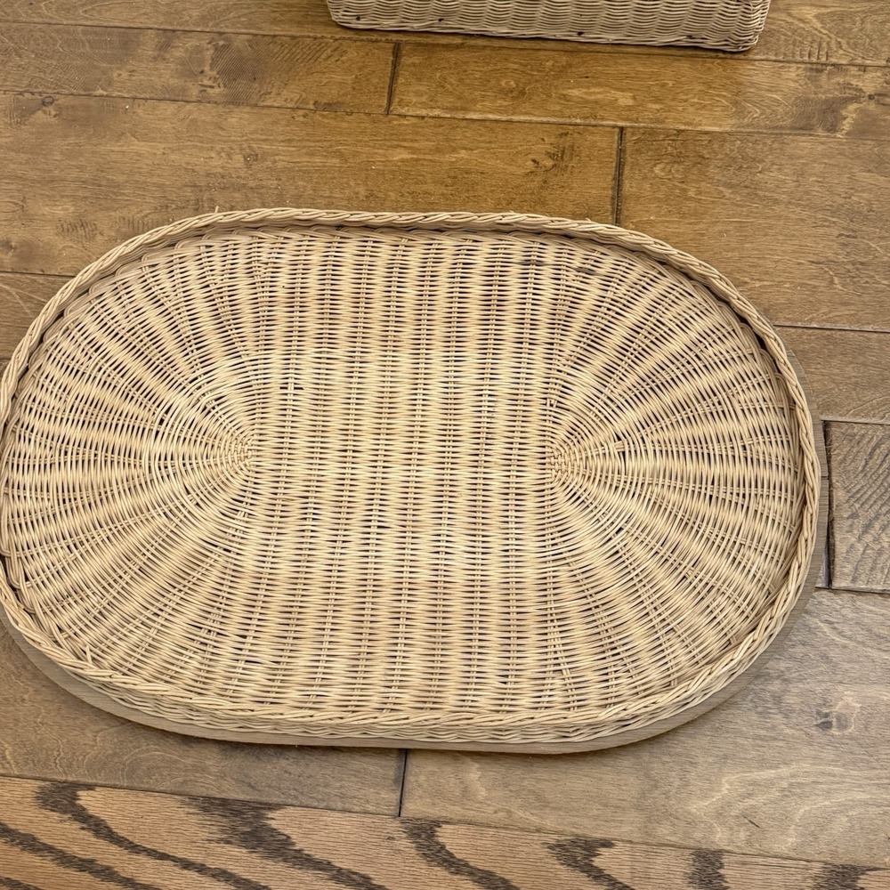 Vintage Wicker Elephant Accent Table Removable Tray Plant Stand Boho Rattan Deco - Picture 6 of 11